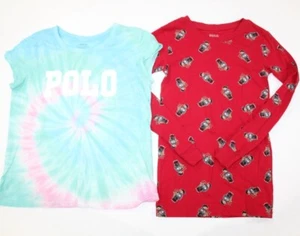 Lot of 2 POLO RALPH LAUREN Girls Tops Ski Bear Shirt Tie Dye Tee Size 14 L/XL - Picture 1 of 4