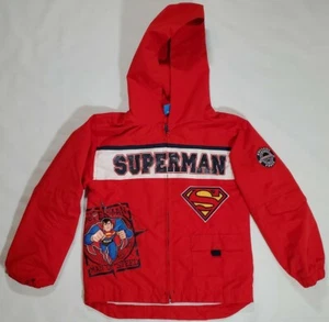 Kids Superman Man Of Steel Jacket Size 5 Full Zip Red Embroidered Logo W Pockets - Picture 1 of 6