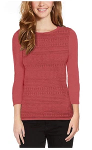 Buffalo Ladies 3 Quarter Sleeve Multi Stitch Knit Sweater Rusty Red XL - Picture 1 of 3
