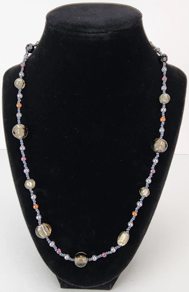 Collar Premier Designs Gris Plata Bronce Color Vidrio Cuentas Semilla 22" Foto 1 de 4