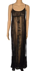 Victoria's Secret women's black NWT medium floral lacey lingerie dress long - Picture 1 of 6