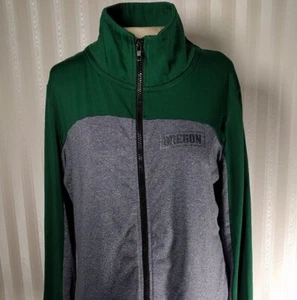 Victorias Secret PINK Sz L Ultimate Oregon Full Zip Green Gray Jacket Thumbholes - Picture 1 of 10