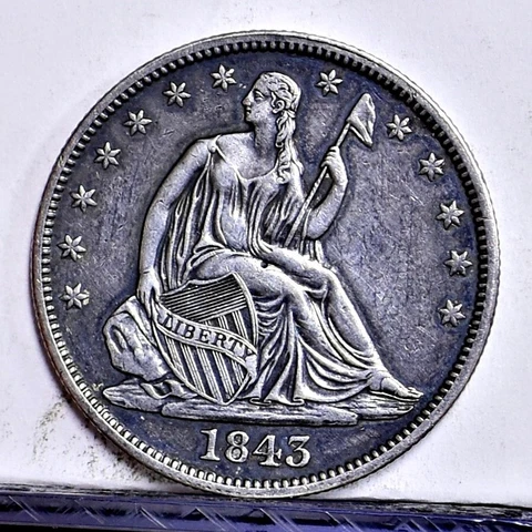 1843 Liberty Seated Half Dollar - AU Details (#45982) Cover