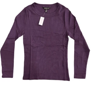 Banana Republic Womens Long Sleeve Fitted Ribbed Cotton Shirt - Purple Petite M - Picture 1 of 6