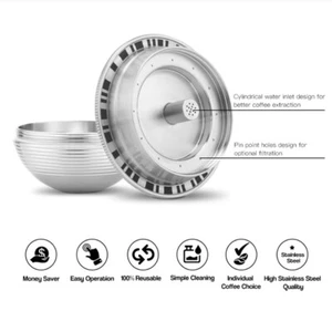 Capsule Cialde Caffè Ricaricabili in Acciaio Inox per Nespresso Vertuo Serie Plus - Foto 1 di 7