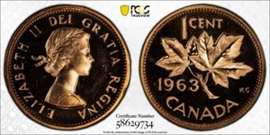 1963 Canada PL One Cent Penny  Gem PCGS PL 66  Flashy ! - Picture 1 of 1