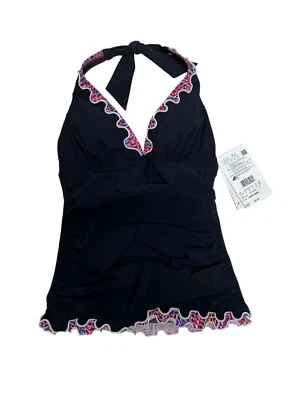 NWT Profile by Gottex Printed Ruffled Trim Halter Tankini Swimsuit Top SZ 6 $94 - Image 1 of 4