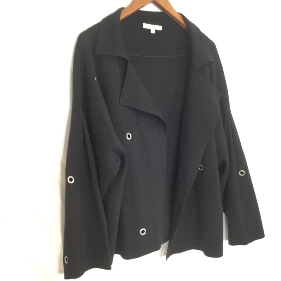 Cárdigan tejido Adrienne Vittadini Collection XL negro frente abierto Foto 1 de 4