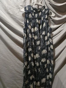 JOIE Navy Floral Baltic Print Sleeveless Smocked Neck Dress Sz M - Picture 1 of 8