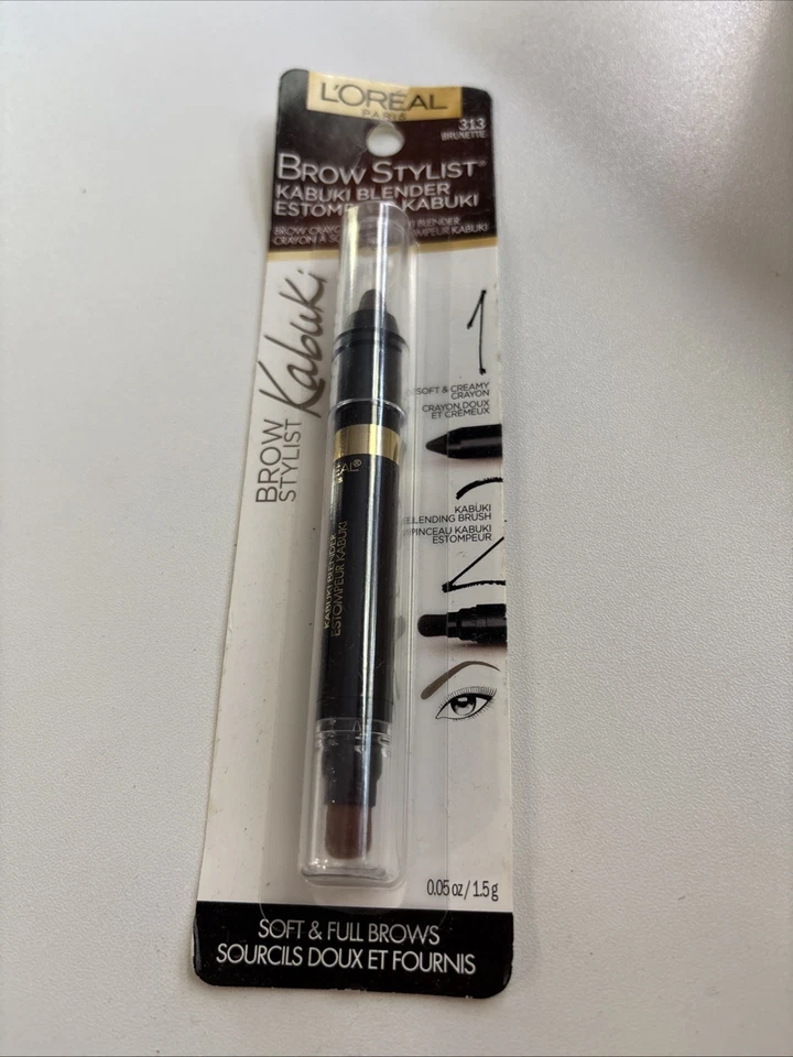 L'Oréal Brow Stylist Kabuki Blender Brow Crayon and Blender 313 Brunette 1.5g - Image 1 of 2