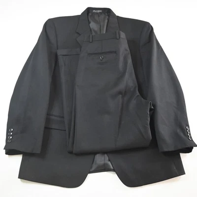 De Colección Y2K 2000s Boxy 43R 34x30 Negro Lana Hombres Chaqueta Pantalones Traje Foto 1 de 4