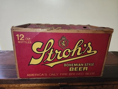 Vintage Stroh's Beer Cardboard 24 Case 12 oz Detroit MI case only 1970s - Image 1 of 4