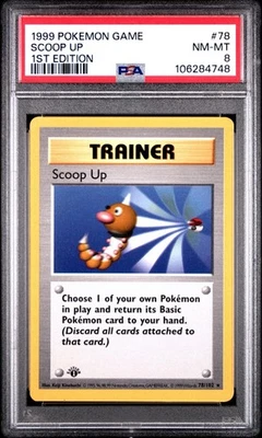 PSA 8 - Pokemon SCOOP UP - 1st First EDITION Shadowless Base Set 78/102 TRAINER - Image 1 of 3
