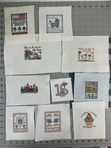 Finished Cross Stitch Lot of 10 Smaller Pieces for Cards, Framing Etc, Handmade - Picture 1 of 12