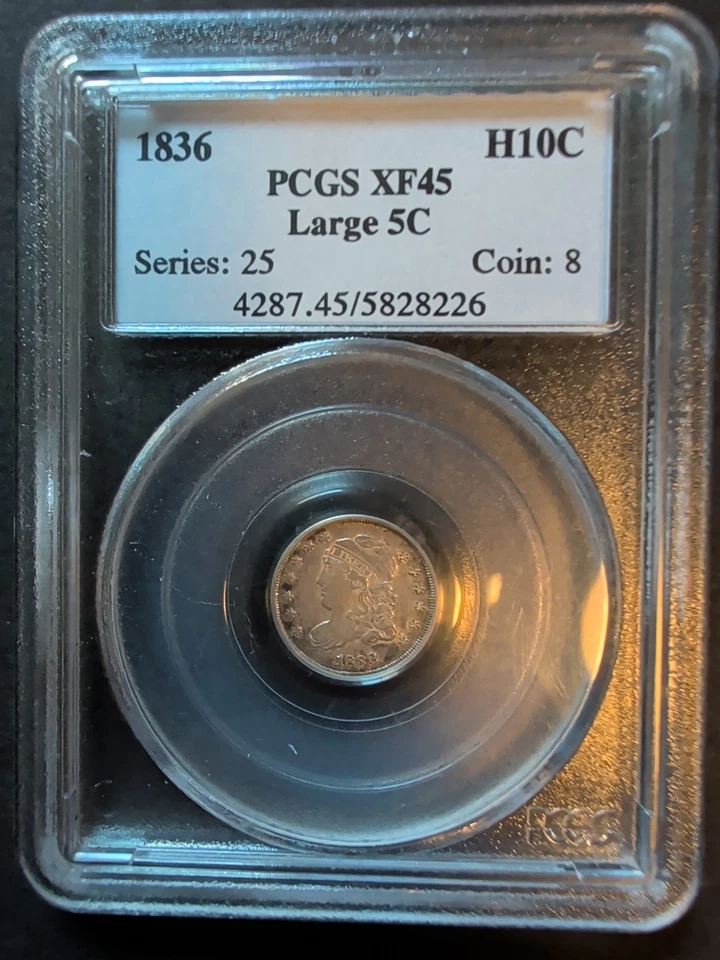1836 H10C PCGS XF45 (Large 5C) - Capped Bust Half Dime - Image 1 of 4