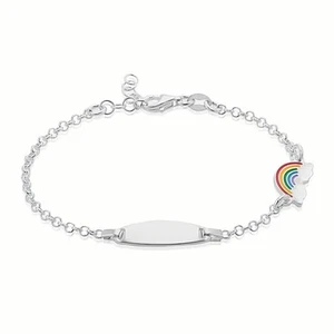 Zamel's Sterling Silver Enamel Rainbow ID Kids Bracelet Women's Jewellery - Picture 1 of 1