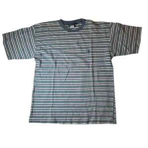 OP Striped Mens Tee Shirt Ocean Pacific Blue & Gray Size Medium - Picture 1 of 6