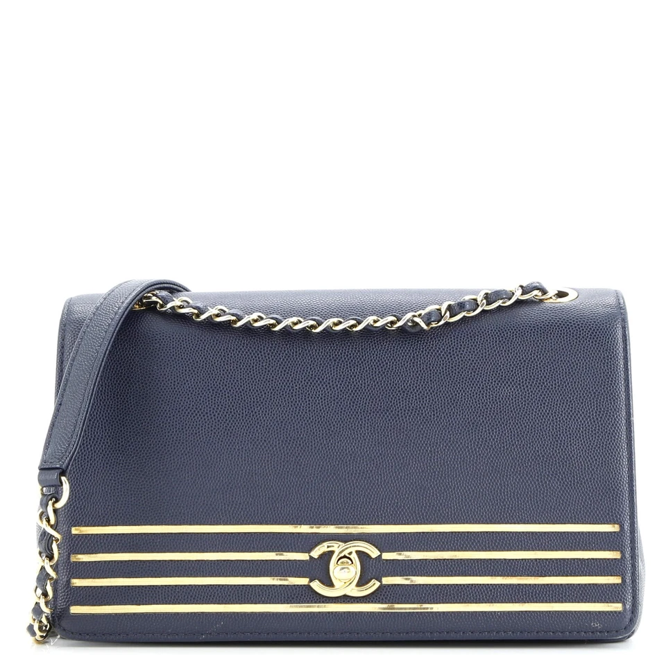 Chanel Captain Gold Flap Bag Embroidered Caviar Medium - Image 1 of 4