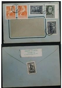 1947 Poland Window Cover ties 6 Culture stamps cancelled Katowice - Picture 1 of 3