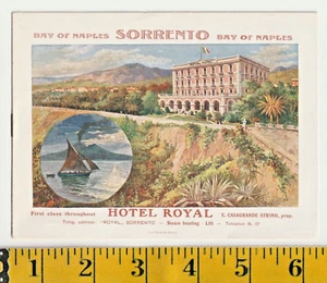 Vintage circa 1900 HOTEL ROYAL Sorrento Italy Illustrated Brochure - Picture 1 of 3