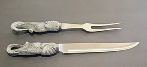 Arthur Court Aluminum & Stainless Steel Elephant Carving Set - Picture 1 of 9
