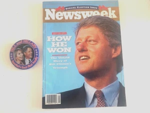 NEWSWEEK Mag Nov/Dec 1992 Bill Clinton How He Won Special Issue & Campaign Pin - Picture 1 of 3
