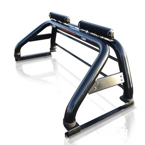 Black Sport Roll Bar + LEDs + LED Brake Light For Fiat Fullback 2016 - 2019 SUV - Picture 1 of 12