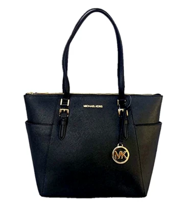 Michael Kors Charlotte Saffiano Leather Large Top Zip Tote Purse Black NEW🎀NWT - Image 1 of 4