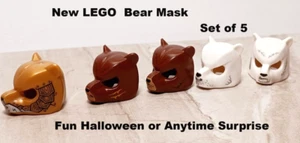 New LEGO BEAR Mask Set of 5 Golden Armor Halloween Gift White Polar Grizzly Pack - Picture 1 of 2