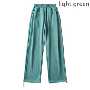 Women Drawstring Wide Leg Pants Sweatpants Straight Trousers Elastic Waist Pants - Picture 1 of 29