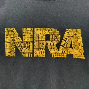 NRA Word Logo T Shirt Adult Extra Large XL Black with Gold Logo 2nd Amendment - Picture 1 of 10