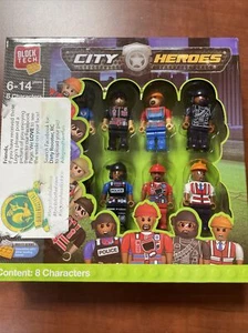 Block Tech City Heros 8 Characters Toy Figures New - Picture 1 of 5