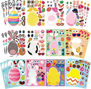 36 Pcs Easter Stickers, Make-A-Face Mix and Match Stickers with Easter Animal an - Picture 1 of 12