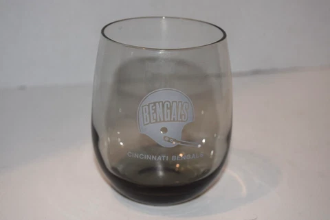 Vintage Cincinnati Bengals NFL Smoked Glass Roly Poly Rocks Or Wine 14ozFootball Cover