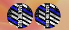 1 set (2)  Neoprene Car Coasters Back The Blue American Flag Car Police