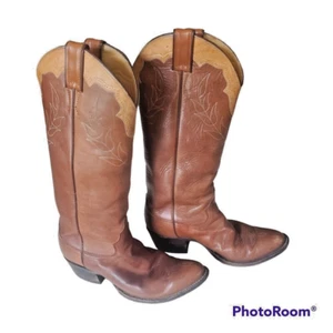 Vintage Womens Justin Boots Chestnut Brown 1970's Size 7 B Style 4125 - Picture 1 of 21