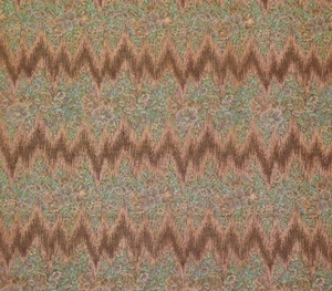 Chevron Blumen hellrosa #53545 grün Vintage Multiuse Stoff Meterware 44" W - Bild 1 von 5