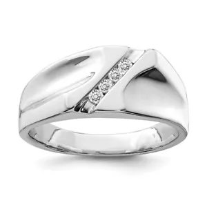 Sterling Silver Rhodium Plated Diamond Ring Size 9 for Men's 7.16gm - Picture 1 of 6