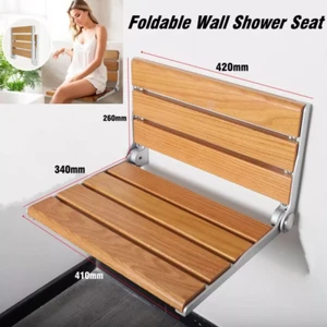 Foldable Wall Mount Shower Seat Fold Down Shower Bench Chair for Elderly 440lbs - Picture 1 of 15