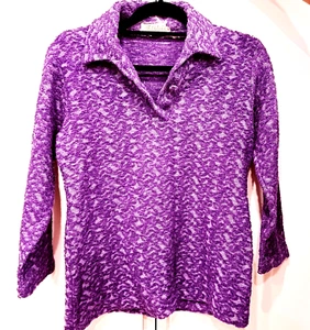 🌸 Vintage Swinging 60s/70s RETRO Purple Boucle Top 100% Lambswool Size M 10-12 - Picture 1 of 9