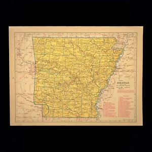 Vintage ARKANSAS Railroad Map Depot Towns Missouri Pacific RR Original ca 1943 - Picture 1 of 6