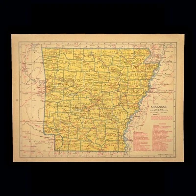 Mapa ferroviario de colección ARKANSAS Depot Towns Missouri Pacific RR original ca 1943 Foto 1 de 4