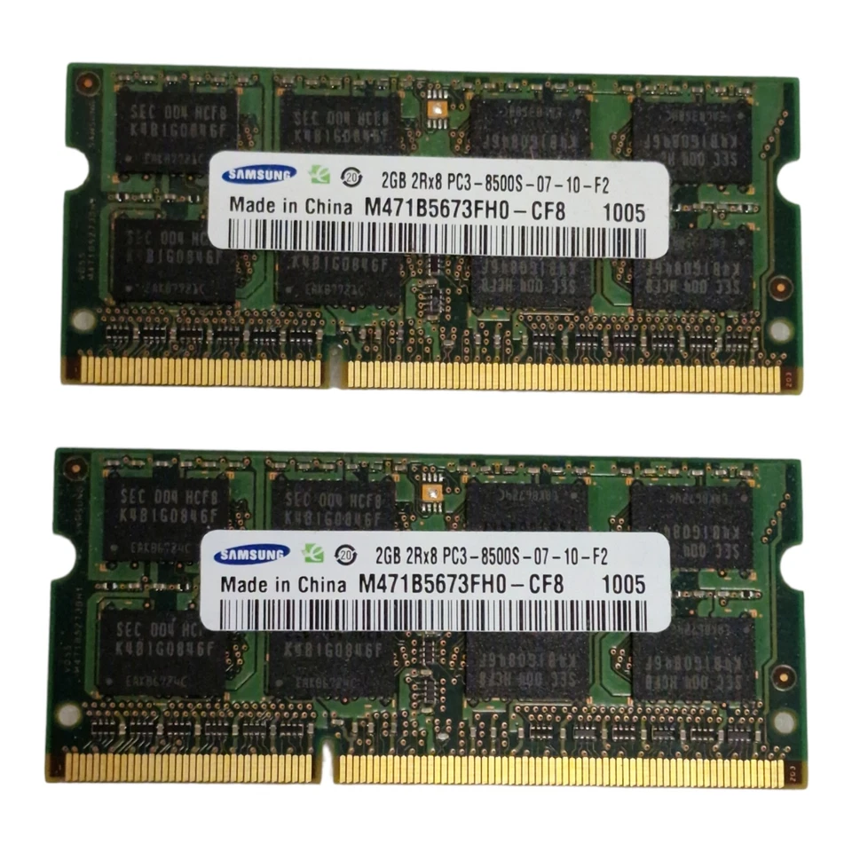 Samsung RAM 4GB 2x2GB Kit 2Rx8 PC3-8500S-07-10-F2 M471B5673FH0-CF8 #1208 - Bild 1 von 1