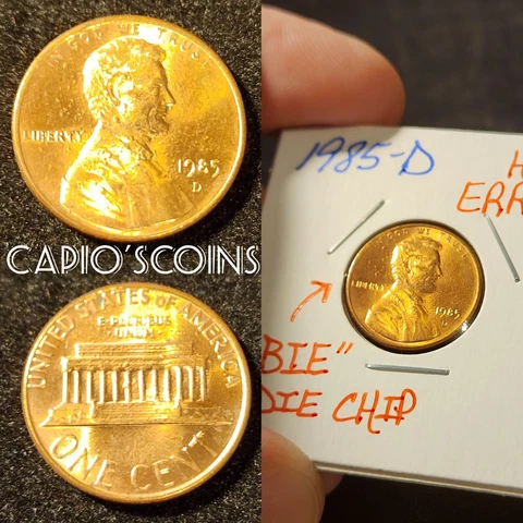 HIGH GRADE 1985-D LINCOLN MEMORIAL CENT W/ "BIE" DIE CHIP ERROR!! Cover