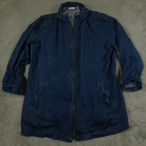J Jill Jacket Womens Large Blue Denim Full Zip Pockets Casual Chic Preppy - Picture 1 of 9