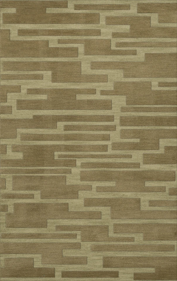 Green Transitional Hand Hooked Squares Rectangles Boxes Area Rug Patchwork DV6 - Image 1 of 2