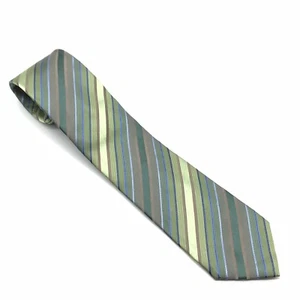 Kenneth Cole Reaction Stripe Silk Tie 61" Long Greens - Picture 1 of 6