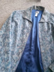 Chico's Snakeskin Blue Metalic Jacket Sz 2 - Picture 1 of 12