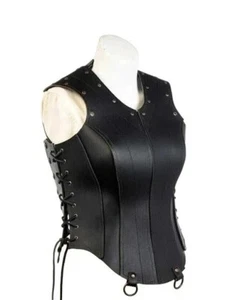 Women's Leather Armor Vest for LARP SCA Cosplay Costume - Medieval Fantasy Gear - Picture 1 of 3