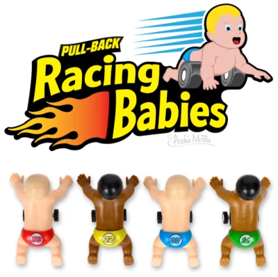 Racing Babies (set of 4) Funny Pull Back Baby Race Toys - Archie McPhee - Image 1 of 4